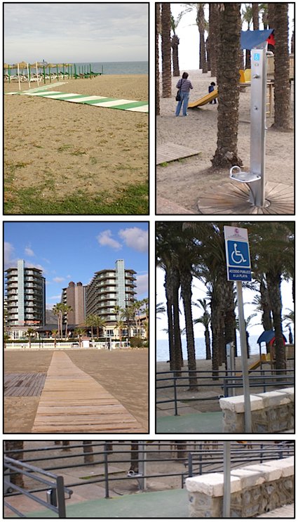 Percorsi e doccia accessibile sulla spiaggia di Torremolinos